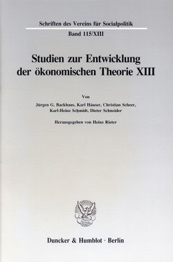 Deutsche Finanzwissenschaft zwischen 1918 und 1939. von Rieter,  Heinz