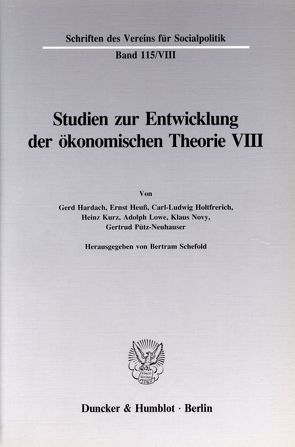 Deutsche Nationalökonomie in der Zwischenkriegszeit. von Schefold,  Bertram