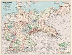 Deutsche Reichsbahn Eisenbahn-Übersichtskarte 1938 incl der Reichsautobahnen im Deutschen Reich von Heller,  M.