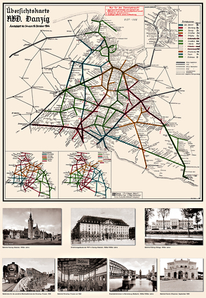 Deutsche Reichsbahn Übersichtskarte RBD Reichsbahndirektion Danzig 1944 von Heller,  M.