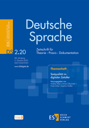 Deutsche Sprache. Zeitschrift für Theorie, Praxis, Dokumentation Heft 2/2020: Textqualität im digitalen Zeitalter – Kategorien und empirische Studien von Habermann,  Mechthild, Lobin,  Henning