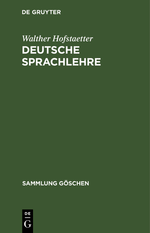 Deutsche Sprachlehre von Baum,  Theophil, Hofstaetter,  Walther