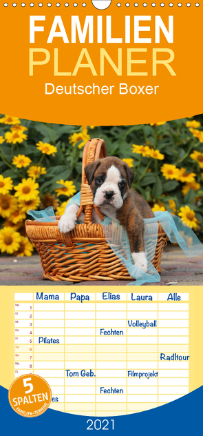 Deutscher Boxer 2021 – Familienplaner hoch (Wandkalender 2021 , 21 cm x 45 cm, hoch) von Mielke,  Kerstin