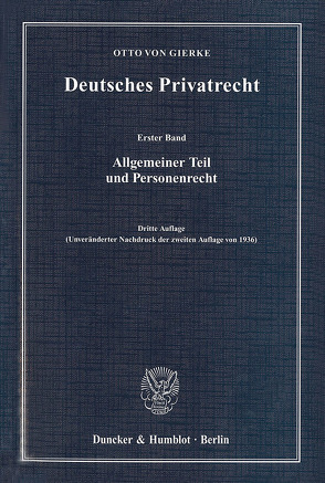 Deutsches Privatrecht. 4 Bände. von Gierke,  Otto von