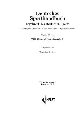 Deutsches Sporthandbuch von Becker,  Christian, Klein,  Willi, Roth,  Hans-Oskar