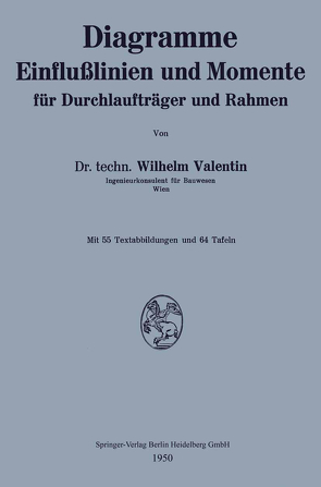 Diagramme Einflußlinien und Momente für Durchlaufträger und Rahmen von Valentin,  Wilhelm