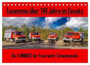 Die 4 UNIMOGS der Feuerwehr Schwanewede (Tischkalender 2024 DIN A5 quer), CALVENDO Monatskalender von Jannusch,  Andreas