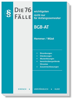 Die 76 wichtigsten Fälle – BGB AT von d´Alquen,  Clemens, Hemmer,  Karl-Edmund, Tyroller,  Michael, Wüst,  Achim