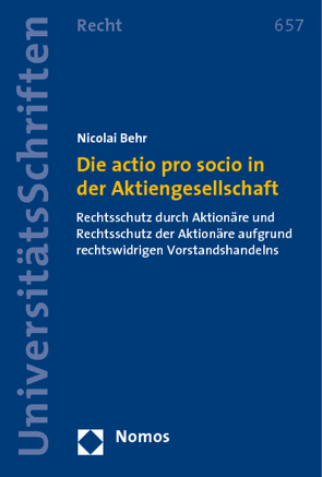 Die actio pro socio in der Aktiengesellschaft von Behr,  Nicolai