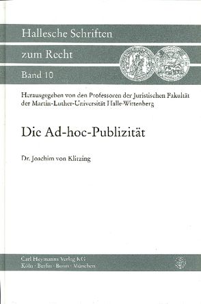 Die Ad-hoc-Publizität von Klitzing,  Joachim von