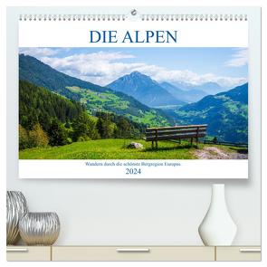 Die Alpen – Wandern durch die schönste Bergregion Europas. (hochwertiger Premium Wandkalender 2024 DIN A2 quer), Kunstdruck in Hochglanz von Freise,  Gunnar