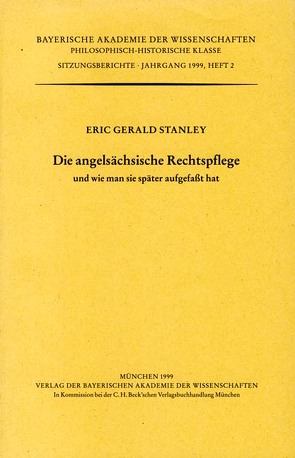 Die angelsächsische Rechtspflege von Stanley,  Eric Gerald