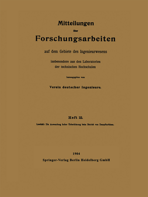 Die Anwendung hoher Ueberhitzung beim Betrieb von Dampfturbinen von Lewicki,  Ernst