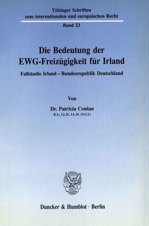 Die Bedeutung der EWG-Freizügigkeit für Irland. von Conlan,  Patricia