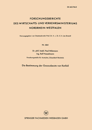 Die Bestimmung der Gasausbeute von Karbid von Hölemann,  Paul