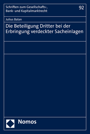 Die Beteiligung Dritter bei der Erbringung verdeckter Sacheinlagen von Balan,  Julius