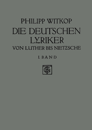 Die Deutschen Lyriker von Witkop,  Philipp