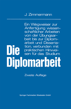 Die Diplomarbeit von Zimmermann,  Josef