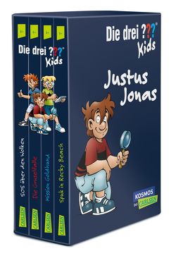 Die drei ??? kids: 4 Bände im Schuber (SOS über den Wolken, Spuk in Rocky Beach, Die Gruselfalle, Mission Goldhund) von Blanck,  Ulf, Pfeiffer,  Boris, Saße,  Jan, Schmidt,  Kim, Wegner,  Stefanie