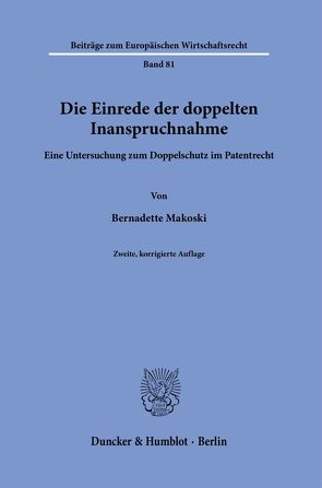 Die Einrede der doppelten Inanspruchnahme. von Makoski,  Bernadette