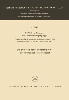 Die Erfassung der Leistungsansprüche an Führungskräfte der Wirtschaft von Brinkmann,  Gerhard