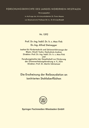 Die Erscheinung der Reiboxydation an ionitrierten Stahloberflächen von Fink,  Max