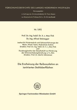 Die Erscheinung der Reiboxydation an ionitrierten Stahloberflächen von Fink,  Max