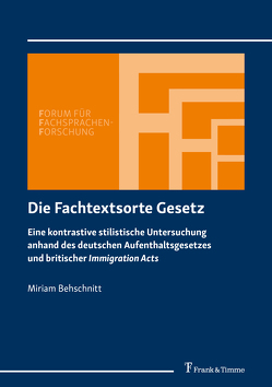 Die Fachtextsorte Gesetz von Behschnitt,  Miriam