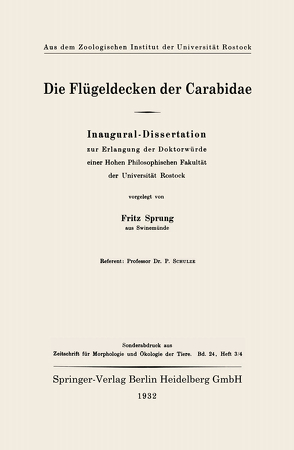 Die Flügeldecken der Carabidae von Sprung,  Fritz