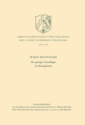 Die geistigen Grundlagen des Risorgimento von Montanari,  Mario