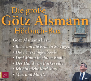 Die große Götz Alsmann Hörbuch-Box von Alsmann,  Götz, Brückner,  Christian, Busch,  Wilhelm, Doyle,  Arthur Conan, Jerome,  Jerome K., Sander,  Otto, Spoerl,  Heinrich, Verne,  Jules, Willemsen,  Roger