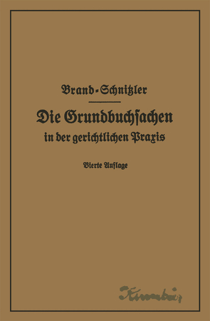 Die Grundbuchsachen in der gerichtlichen Praxis einschließlich Aufwertung der Grundstückspfandrechte von Brand,  Arthur, Schnitzler,  Leo