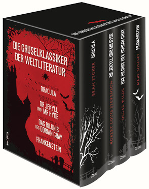 Die Gruselklassiker der Weltliteratur (Bram Stoker, Dracula – R.L. Stevenson, Dr. Jekyll und Mr. Hyde – Oscar Wilde, Das Bildnis des Dorian Gray – Mary Shelley, Frankenstein) (4 Bände im Schuber) von Breitkreutz,  Meike, Shelley,  Mary, Stevenson,  Robert Louis, Stoker,  Bram, Wilde,  Oscar