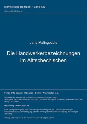 Die Handwerkerbezeichnungen im Alttschechischen von Malingoudis,  Jana