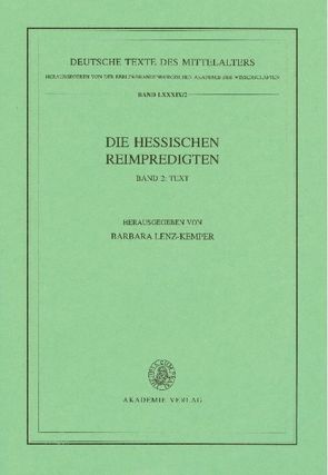 Die Hessischen Reimpredigten von Lenz-Kemper,  Barbara