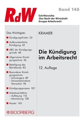 Die Kündigung im Arbeitsrecht von Krämer,  Karin