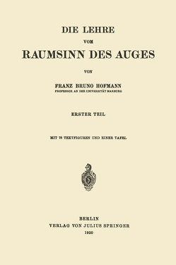 Die Lehre vom Raumsinn des Auges von Hofmann,  Franz Bruno