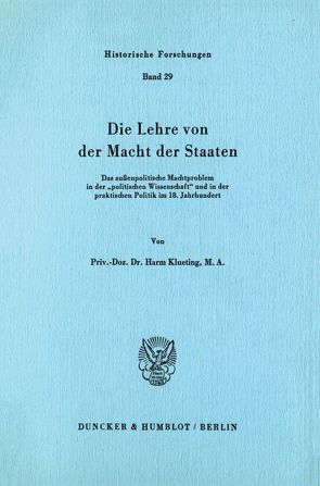 Die Lehre von der Macht der Staaten. von Klueting,  Harm