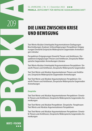 Die Linke zwischen Krise und Bewegung von Prokla 209