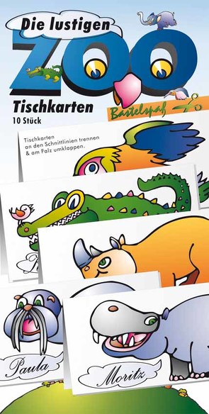 Bastelbogen Tischkarten Zootiere von Völtzke,  Kurt