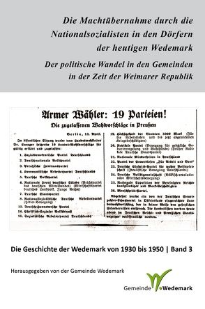 Die Machtübernahme durch die Nationalsozialisten in den Dörfern der heutigen Wedemark von Paehr,  Sabine