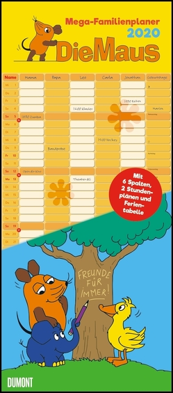 Die Maus 2020 – DUMONT Mega-Familienkalender mit 6 Spalten – Familienplaner mit 2 Stundenplänen und Ferientabelle – Hochformat 30,0 x 68,5 cm von DUMONT Kalenderverlag, Schmitt-Menzel,  Isolde, Streich,  Friedrich