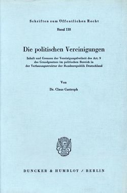 Die politischen Vereinigungen. von Gastroph,  Claus