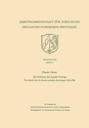 Die Probleme des Rapallo-Vertrags von Schieder,  Theodor