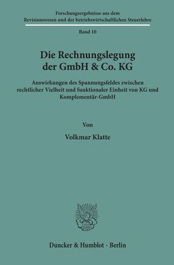 Die Rechnungslegung der GmbH & Co. KG. von Klatte,  Volkmar