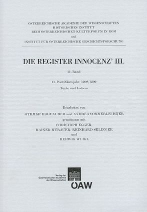 Die Register Innocenz`III. 11. Band von Hageneder,  Othmar, Sommerlechner,  Andrea