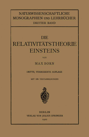 Die Relativitätstheorie Einsteins und Ihre Physikalischen Grundlagen von Born,  Max