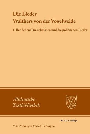 Die Lieder Walthers von der Vogelweide von Maurer,  Friedrich