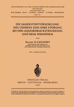 Die Sauerstoffversorgung des Gehirns und ihre Störung bei der Liquordrucksteigerung und beim Hirnödem von Gänshirt,  H.