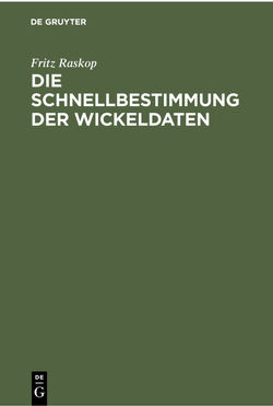 Die Schnellbestimmung der Wickeldaten von Raskop,  Fritz